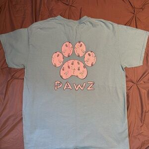 Gildan Light Blue T-Shirt with Pink Pawz Graphic